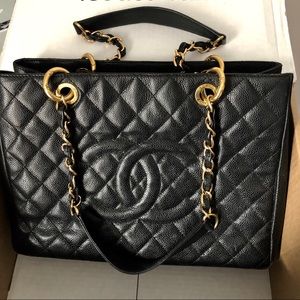 Chanel grand shopper black caviar gold hardware